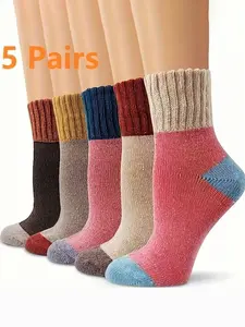 Women's Casual Everyday Winter Thick Mid-Calf Socks, Warm Thermal Fleece Lined Floor Socks, Soft Comfortable Anti-Slip Gripper Sole, Perfect for Indoor Use