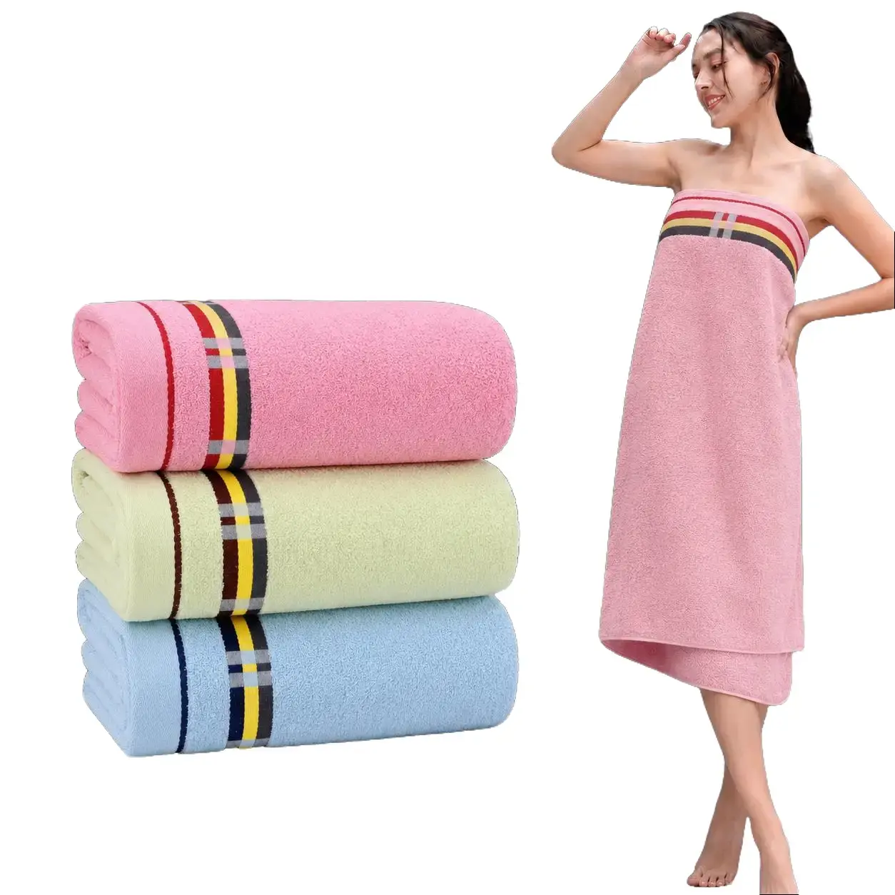 (7766)  100% Cotton Bath Towels 3 Pack, Soft Plush Highly Absorbent Large Bath Towels, Quick Dry Towel Set for Bathroom