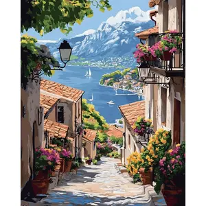 Landscape Stamped Cross Stitch Kits - Seaside Scenery Needlepoint Counted Cross Stitch Kits for Beginners Adults Patterns Needlecrafts Embroidery Kits Arts and Crafts