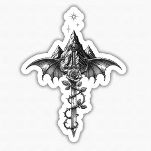 Fantasy Book Sticker, Sword Mountain Sticker, Acotar TOG inspired sticker, waterproof, glossy or glitter kindle sticker