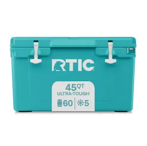 RTIC 45 Quart Ultra-Tough Rotomolded Hard-Sided Cooler, Portable Ice Chest with Durable Rotomolded Design, Secure Latches and Spacious 60 Can Capacity for Beach Trips, Road Travel and Camping Activities