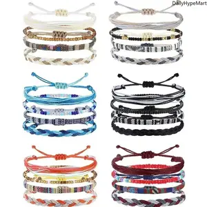 Boho Surfer Anklet Set, Waterproof Braided Rope Bracelets for Men's Accessories, Ideal for Anniversary Gifting