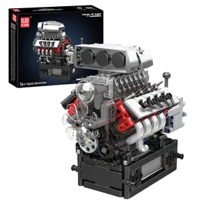 Mould King 10225 V8 Engine Model Kit That Works - Car Engine Building Blocks Kit with Battery, STEM Mechanic Engineering Construction for Kids, Collection Model Gift for Adults(855 PCS)