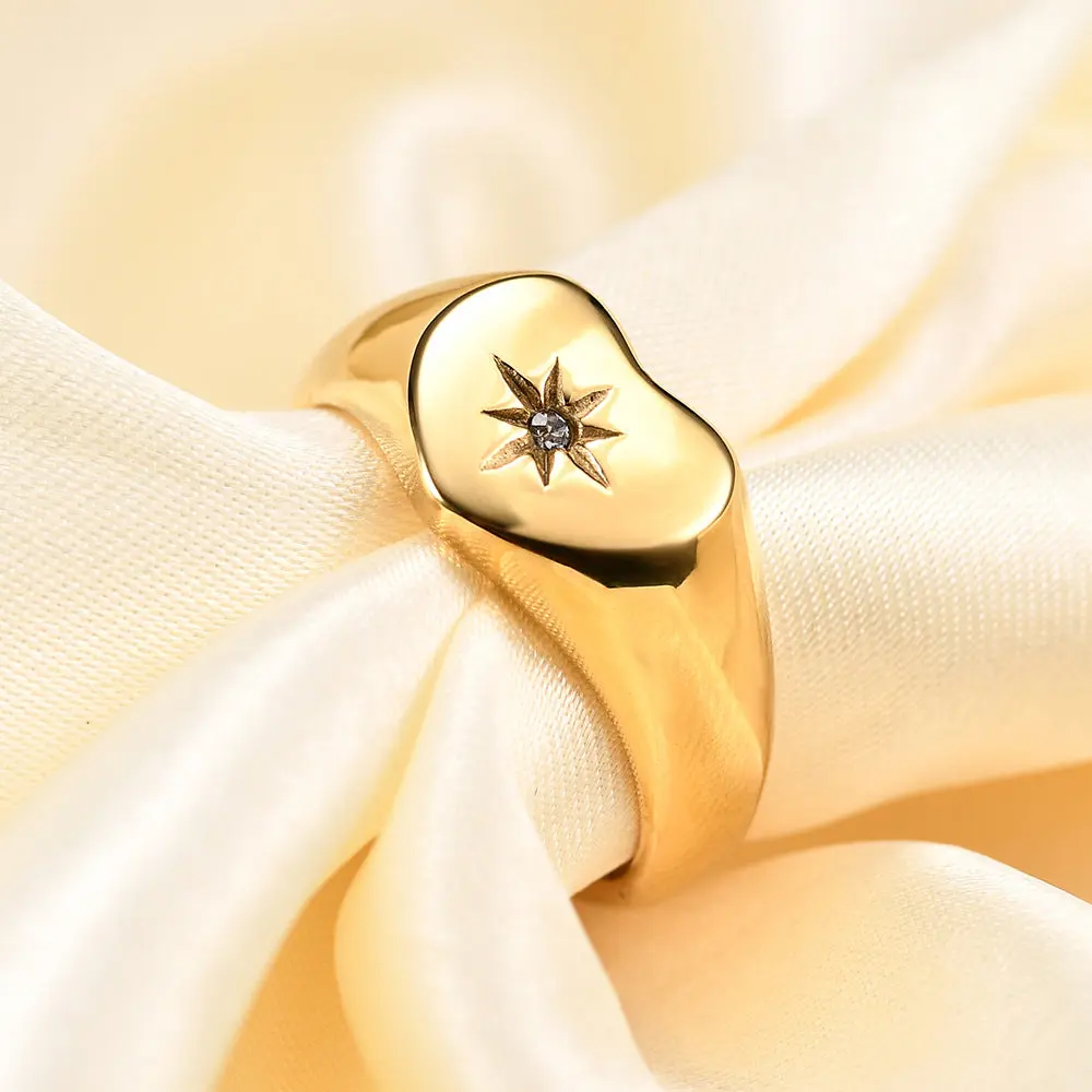 Titanium Diamond Heart Ring