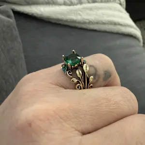 Ancient Totem Ring with Green Crystal, Energy Grounding Tribal Design for Men & Women, Spiritual Protection Jewelry with Healing Properties hand  fabricated  jewelry