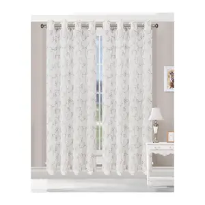 Superior Embroidered Scroll Sheer Grommet Curtains, 52" x 108"