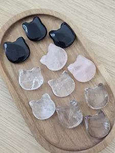 Crystal Cat Head Carvings Pocket Stones