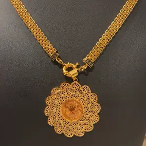 21 K gold plated English coin necklace