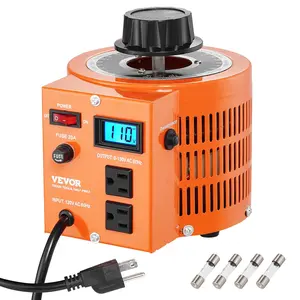 【fathersdaygift】VEVOR 2000VA Auto Variable Voltage Transformer, 15.3 Amp, 110V Input 0-130V Output AC Voltage Regulator, with LCD Display 4 Extra Fuses Thermal Control Switch for Home Industrial Office