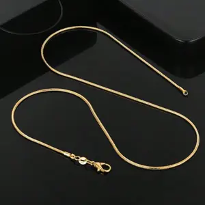 18K Gold Necklace for Women, Silver Fashion Jewelry, 1mm Snake Chain, Neck 16 18 20 22 24 26 28 30 inches, Suitable for Daily Wear and Gift