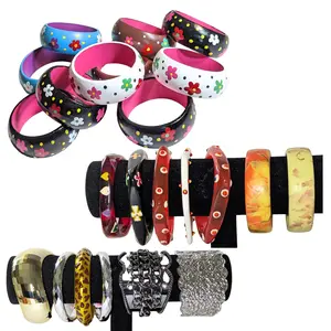 Plastic Bangles for Small Wrist, Wood Bangles for Women, Assorted Bangle Set, Pack of 30 Pcs