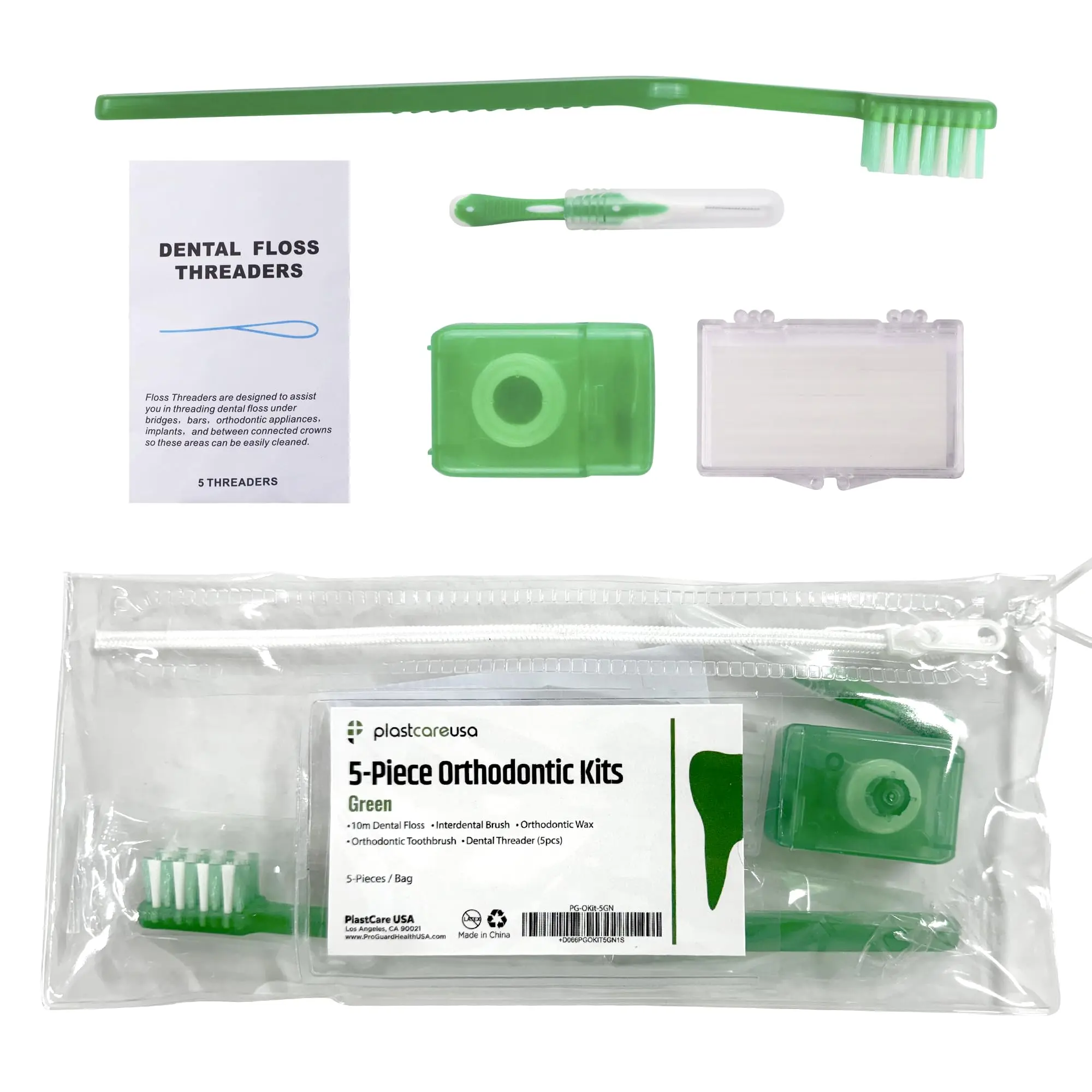 Orthodontic 5/8 Piece Braces Care Kit - Complete Dental Cleaning Set for Teeth with Travel Toothbrush, Wax, Floss, Brackets Cleaner
