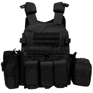 Camouflage Plate Carrier Vest Multi-Functional Paintball Airsoft Vest Adjustable Men Women Combat Equipment for Outdoor Cycling NONE