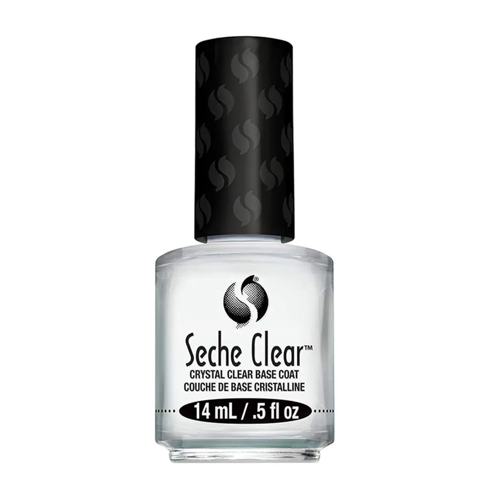 Seche Crystal Clear Base Coat Nail Polish - Silky, Smooth Glossy Primer with Easy-Glide Brush, Chip-Resistant for Lasting Manicures & Nail Art, 0.5 fl oz