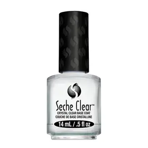 Seche Crystal Clear Base Coat Nail Polish - Silky, Smooth Glossy Primer with Easy-Glide Brush, Chip-Resistant for Lasting Manicures & Nail Art, 0.5 fl oz