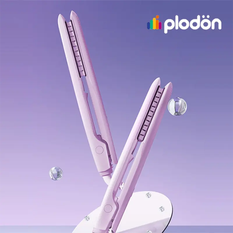 Plodon-Hair Straightener, Pumped-Up Volume, Adjustable Temp, 360 ° Tail Rotation, Lasting Volume, Dual Voltage (100-240V), Volumizing Hair Iron, Purple, Multifunctional Styler