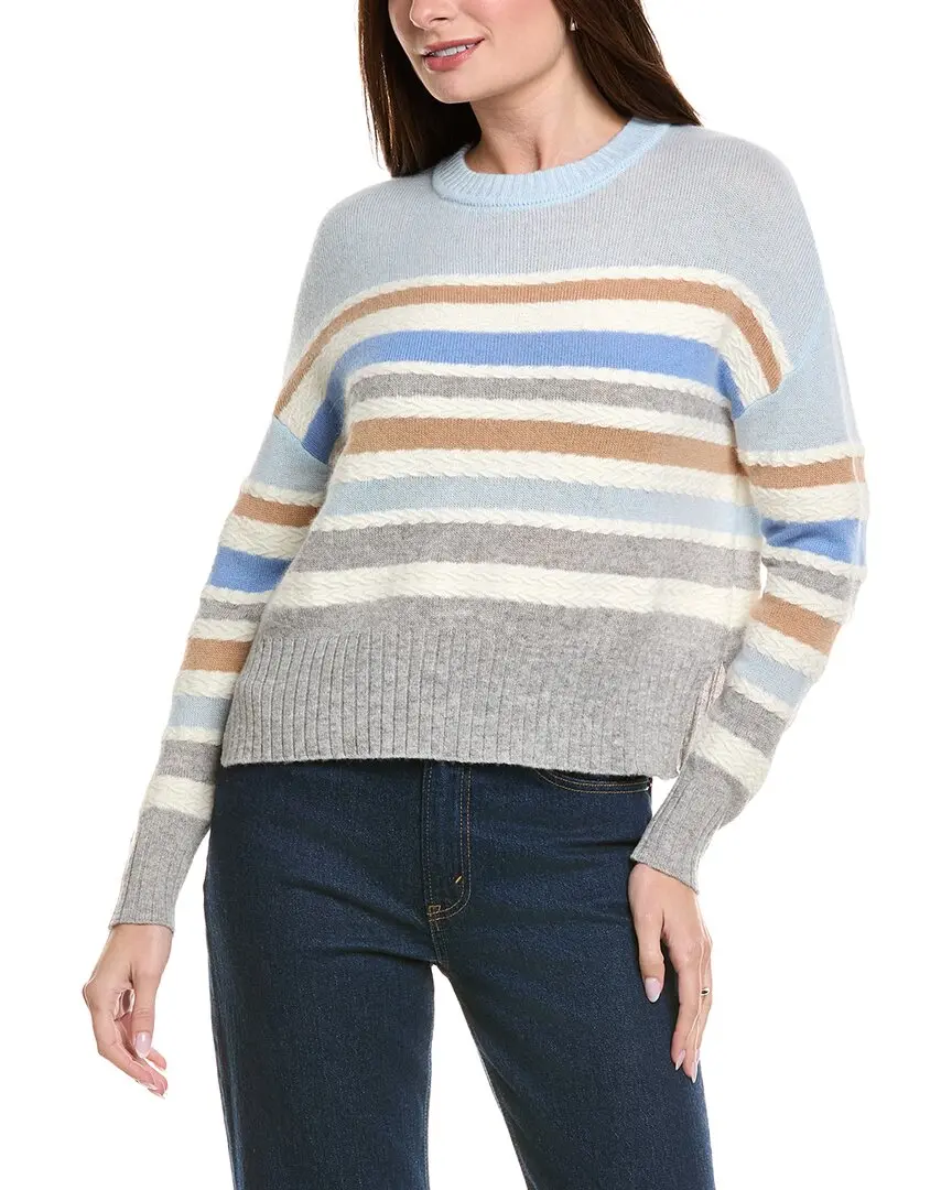 Hannah Rose Stripe Crewneck Wool & Angora-Blend Sweater