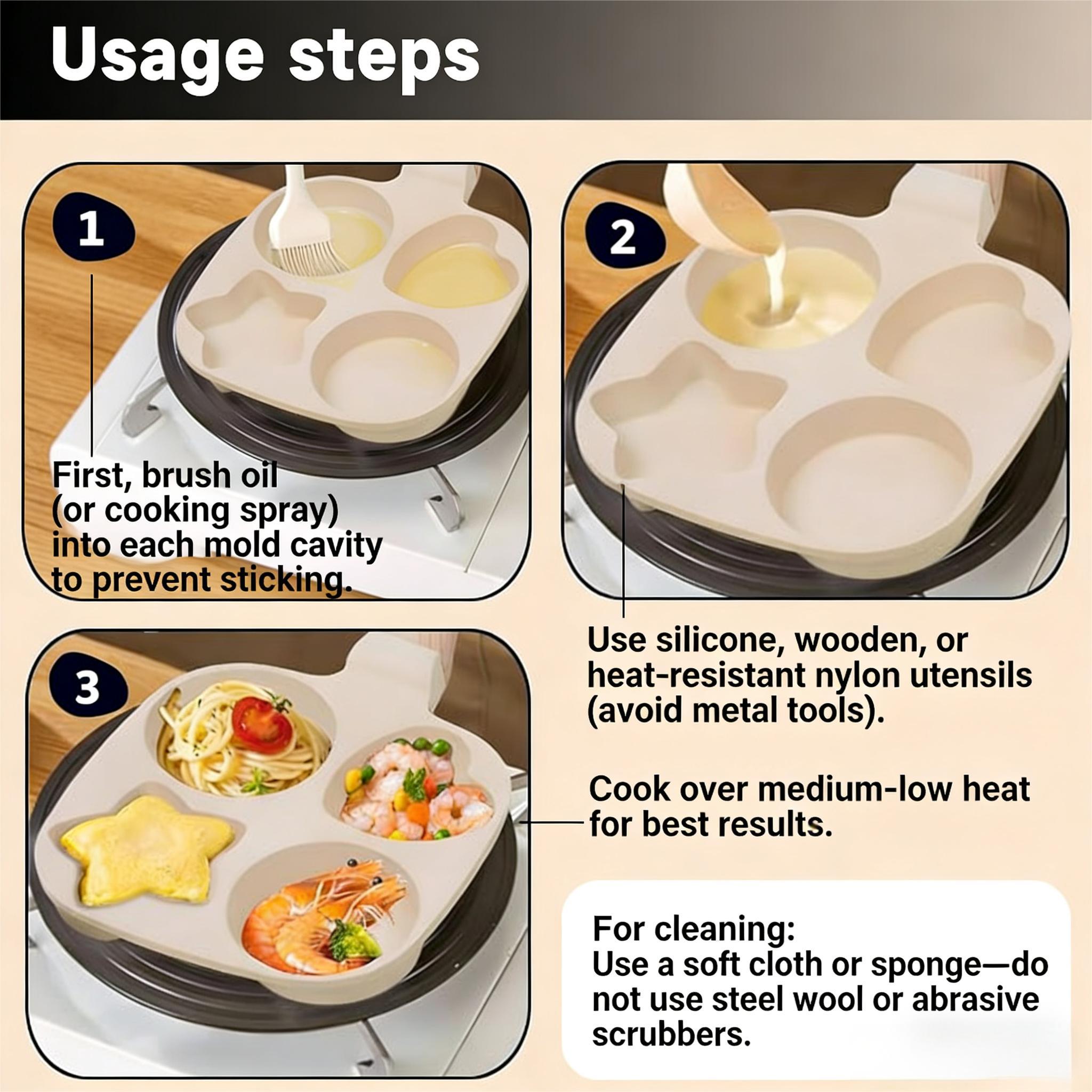 2026Non-stick egg frying pan, 4-hole Heart-Shaped Pancake Pan with Wooden Handle,Granite-Style Breakfast Skillet, Small Nonstick Pan for Eggs, Omelets, Toast, Pancakes & Crepes, Easy-Clean Multifunctional Kitchen Gadget, mother's day gift