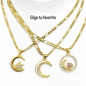 C40. Bello Dije de Luna Gold Plated Incluye Cadena 18" Elige Tu Favorita Moon Pendant Necklace