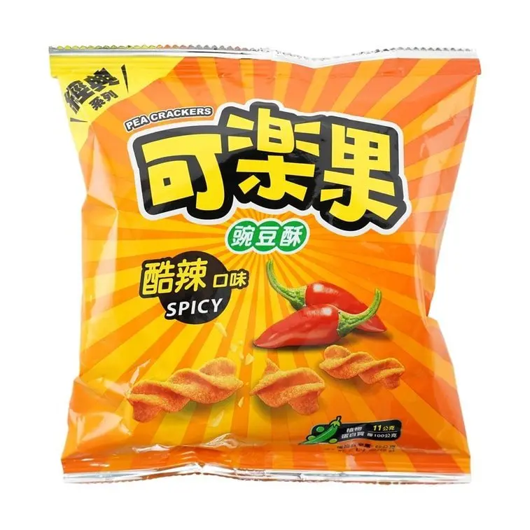 Lian Hwa Foods Koloko Pea Crackers - Crunchy Ambient Chili Spice Crisps & Puffed Snacks, Airy Texture, Contains Peas, Room Temp Storage, Suitable for All Ages, 48g