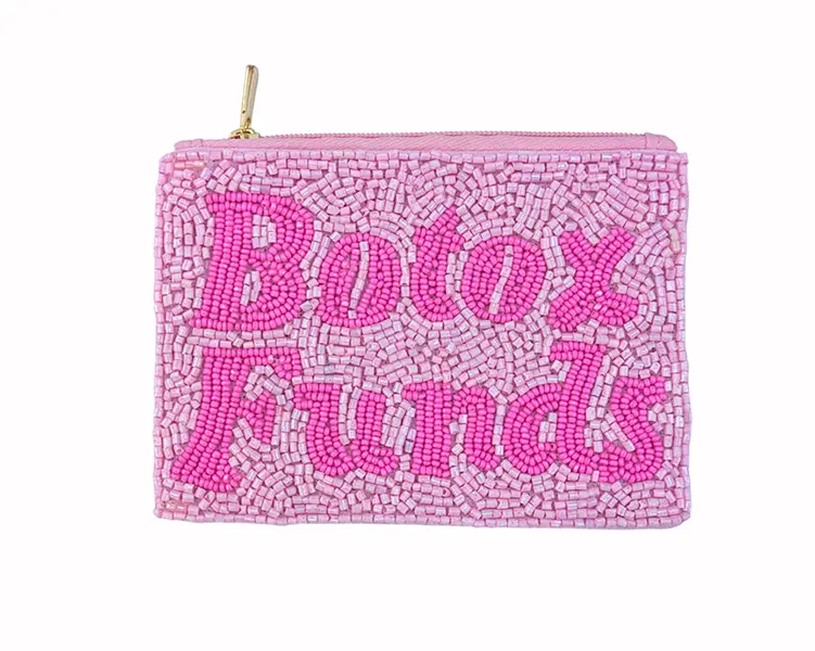 Fully Beaded Coin Purse for Women, Funny "Botox Funds" Slogan Wallet with Zipper Closure, Novelty Cash Stash Container, Beaded Text, Themed Print, Coin Holder/Purse, Cash Stash Container Women's Wallets, Storage, Wallets Women, Money Wallet