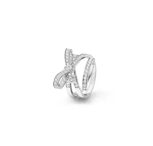 Pre-owned Chanel Ruban ring 18K white gold, dias size 52 (size 6) 2024 full set