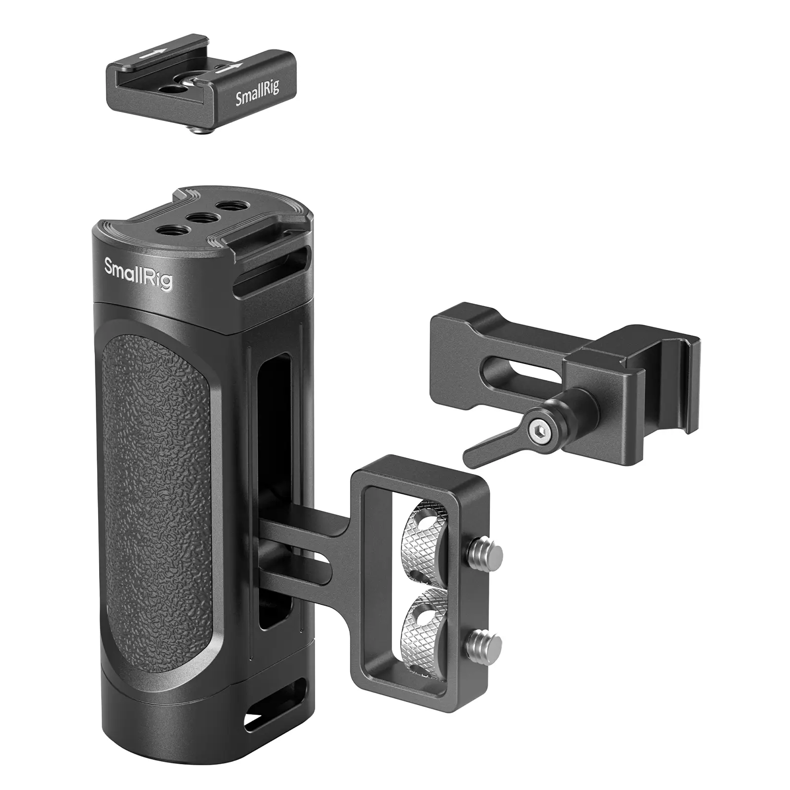 SmallRig Mini Camera Side Handle Kit (4816) - Camera Accessories with NATO & 1/4"-20 Mounting Screws, Left/Right Hand Use, 1/4"-20 Threaded Holes, Wrist Strap Holes, Cold Shoe, Up-Down Adjustability, Magnetic Wrench