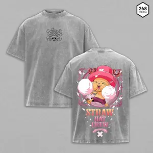 Tony Tony Chopper  Anime Vintage Washed Tee Cute Graphic Oversize Heavyweight Cotton T-shirt Unisex Gift For Pirate Manga Fan Y2K Fashion - Straw Hat Crew Doctor