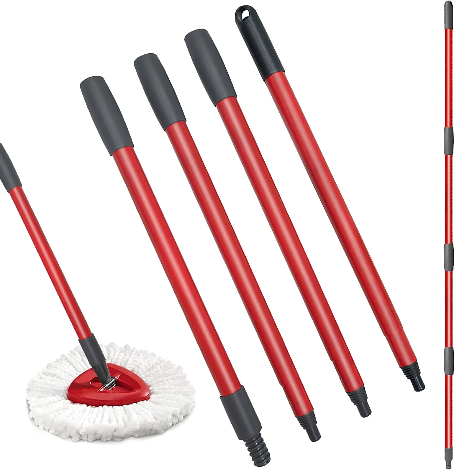 Spin Mop Replacement Handle - Mop Stick Compatible with O-Cedar Spin Mop, 4-Section 30" to 58" Mop Handle Replacement Stick, EasyWring Mop Handle for Floor Cleaning(Mop Head&Base not Include)
