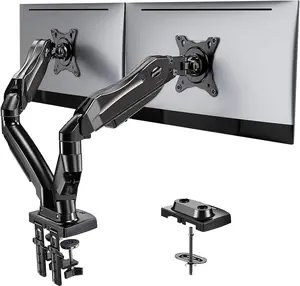 HUANUO Ergonomic Office Dual Monitor Desk Mount - Full Adjustable VESA Bracket with C Clamp, Grommet Base for 13-30 in Office Accessories VESA Mount Screens, Each Arm Holds 4.4-19.8lbs