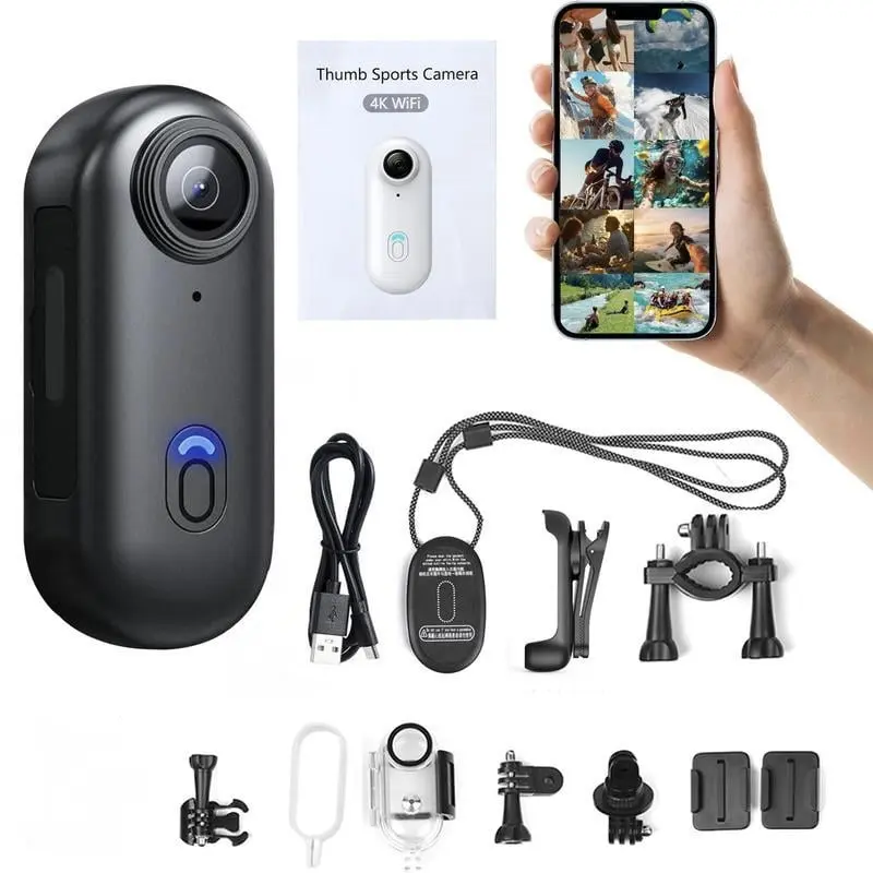 4K Mini Action Camera, 128GB Thumb Body Camera, Wearable Video Recorder ...