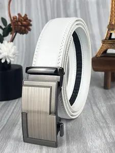 High quality automatic buckle, fashionable geometric shape, 1.38in/3.5cm wide men's and women's casual waist belt, ratchet adjustable daily commuting belt, jeans accessory belt, casual pants accessory belt, holiday gift.