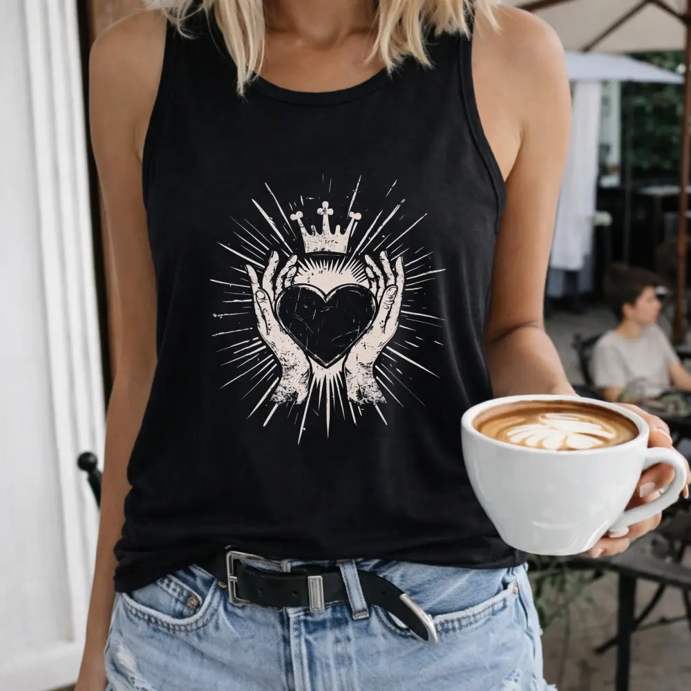 Distressed Claddagh Graphic Shirt - Irish friendship, heart, love, loyalty Unisex Fit Tshirt Mens Womans – Tee in Pepper