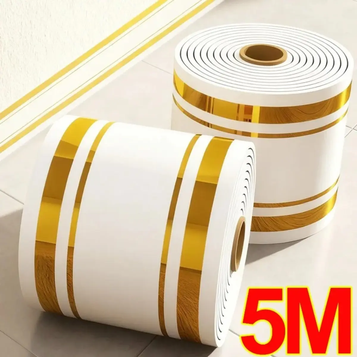 Thick Peel and Stick Baseboard Molding Waterproof PVC Wall Trim Self Adhesive Tile Sticker for Bathroom Kitchen Home Decor