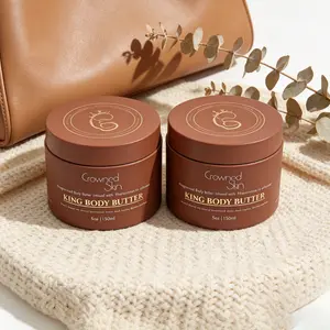 Crowned Skin King Nourishing Body Butter, Rich Sandalwood & Musk Scent, Organic Shea and Mango Butter, All-Day Hydration for All Skin Types
