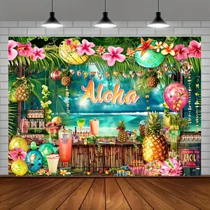 Tropical Hawaiian Luau Party Decoration Set, Vibrant Background & Fun Props, Summer Pool Party, Beach Birthday, Indoor/outdoor Use