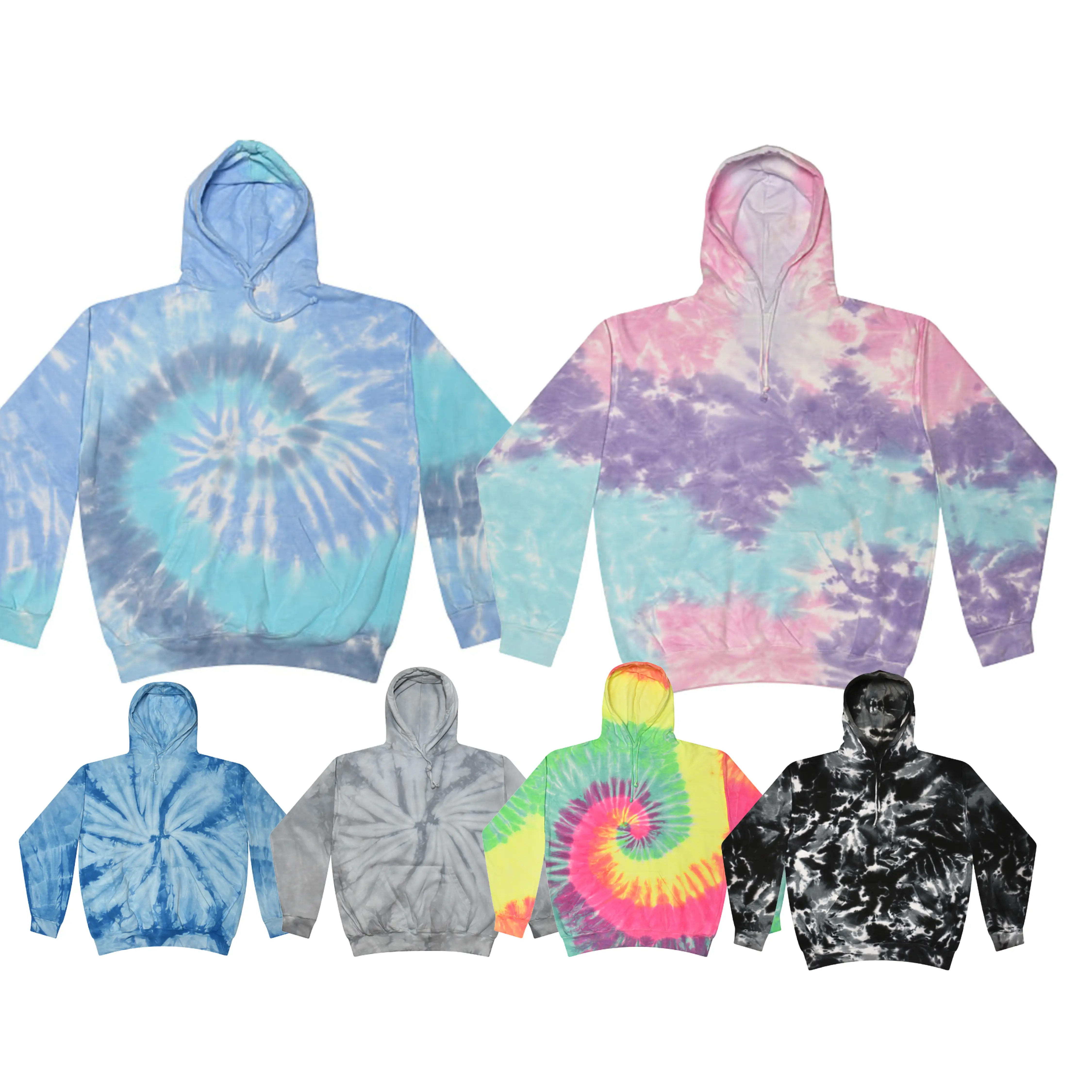 Colortone Tie-Dye Pullover Hoodie Cotton Fleece Womenswear Cute Drawstring Everyday Polyester Pocket Sweatshirts
