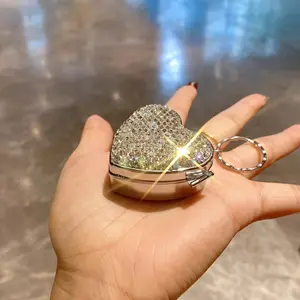 1Pc Luxury Love Medicine Box with Artificial Diamond Inlay, Portable Multifunctional Capsule Tablet Storage Box, Creative Small Item Organizer