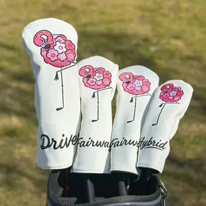 Flamingo Design Golf Club Cover for Wood Clubs, Fashionable Golf Head Cover, Fits Most Brands, Stylish Golf Accessories