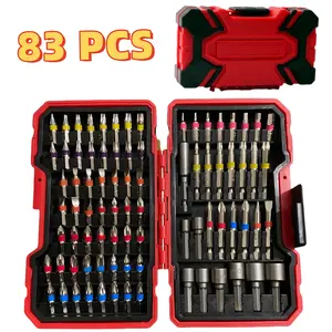 83-Piece Magnetic Nut Driver Impact Drill Bit Set, S2 Steel Cross Slot, Slotted, Square, Star, Hexagon, Torx Bits, Model Xinghao