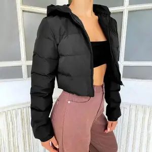 Fall Winter Solid Down Coat Puffer Jacket And Coats For Women Bubble Outerwear Cropped Outwear Zipper Oversized Overcoat Can be used with raincoat