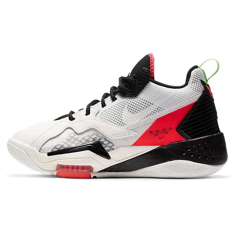 Jordan Zoom 92 Sail Flash Crimson Electric Green GS Versatile Cushioned Mid Top Basketball Shoes Kids'' CN9138-100
