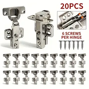 10/20 Pack European Soft Close Hinges, Full Overlay Frameless 110° 3D Adjustable, Polished Metal with Screws for Modern Kitchen Cabinet Doors