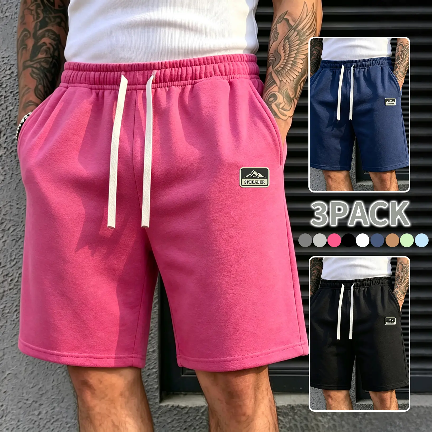 3 Pack Mens Summer Casual Sweat Shorts Soft Breathable Fabric Elastic Drawstring Relaxed Loose Fit Athletic Shorts With Side Pockets Versatile Lightweight Bottoms For Running Gym Daily Loungewear Streetwear
