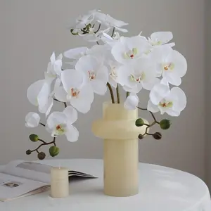 3 artificial butterfly orchids with simulated tactile flower heads and artificial stems, suitable for engagement/wedding bridal bouquets, Valentine's Day, Mother's Day, Easter, spring/summer indoor home garden decoration, Artificial Flower Arrangements