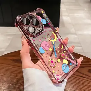 Anime Sailor Moon Protective Phone Case for iPhone 16/15/14/13/12/11 Pro Max/x/XR/xsmax/8/7 Plus, Anti-Drop Transparent Soft Back Cover Casing