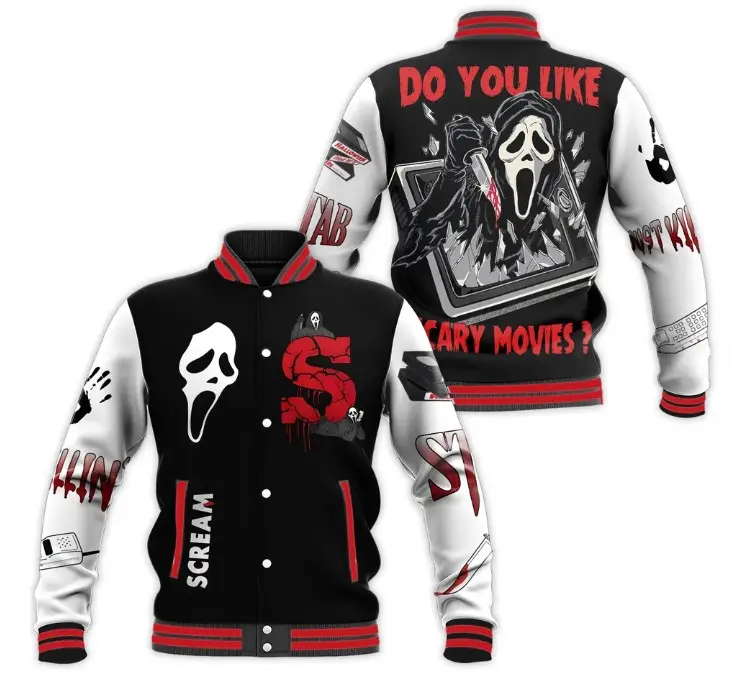 Ghostface Basketball Baseball Jacket Horor Movie Ghostface Basketball Baseball Jacket Horor Movie