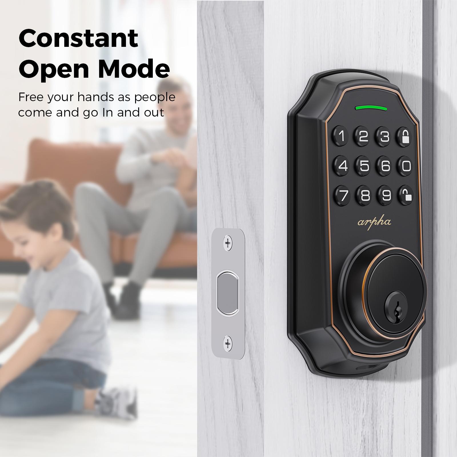 Arpha D180 Keyless Entry Door Lock with Keypad Smart Deadbolt Lock for Front Door 2 Keys Auto Lock Easy Installation Suitable for Various Scenarios Multiple Styles to Choose From with or without APP;Version with and without fingerprint