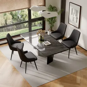 Modern Dining Chairs Set of 2 – Faux Leather Upholstered Dining Room Chairs with Wide Cushion Seat, Ergonomic Backrest & Sturdy Metal Legs, Easy Assembly, Black (Supports 300 LBS)