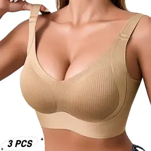 H Seamless Wire-Free Women's Bra with Enhancing, Shaping & Lifting Effects - Wide-Strap Design for Fuller Busts to Appear Smaller Wireless Compression Bras Supportive Bra Wirefree Bra Strapless Tummy Control Underwire Push Up bra push up bra strapless bra
